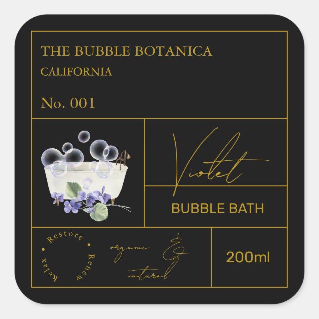 Apothecary Violet Bubble Bath Label (Front)