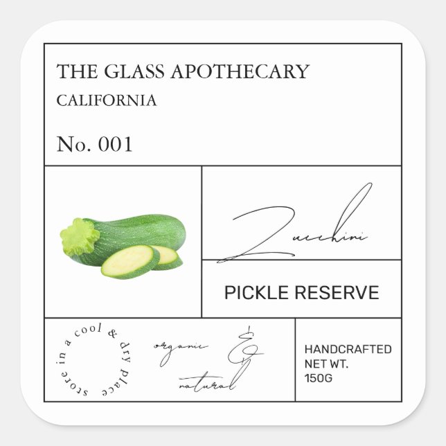 Apothecary Zucchini Label (Front)