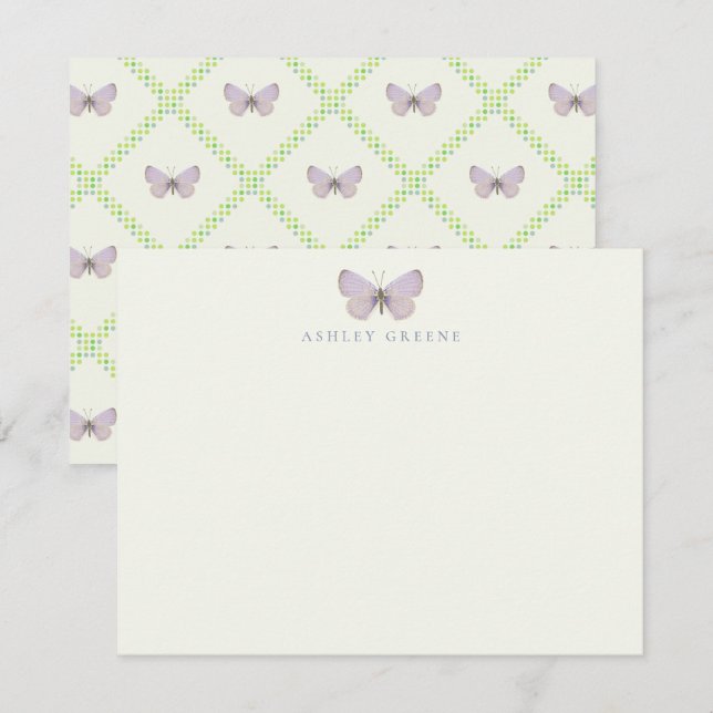 Appalachian Blue Butterfly Flat Note Card (Front/Back)