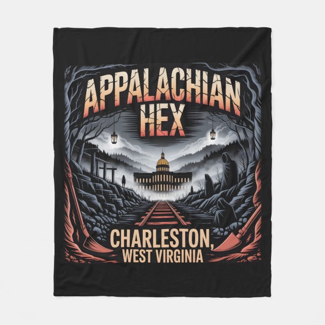 Appalachian Hex Charleston West Virginia Halloween Fleece Blanket (Front)