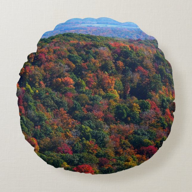 Appalachian Mountains in Fall Round Pillow (Front)