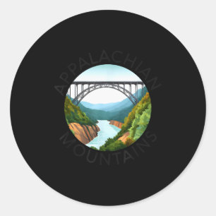 Appalachian Mountains New River Gorge Bridge West  Classic Round Sticker