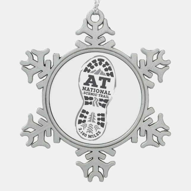 Appalachian National Scenic Trail Snowflake Pewter Christmas Ornament (Front)