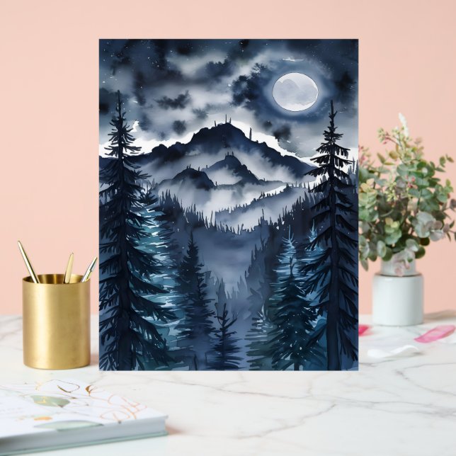 Appalachian Night Sky Watercolor Digital Art Acrylic Sign (Wedding)