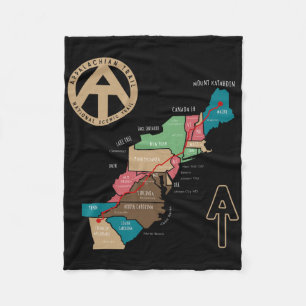 Appalachian Trail Hiking Map Fleece Blanket