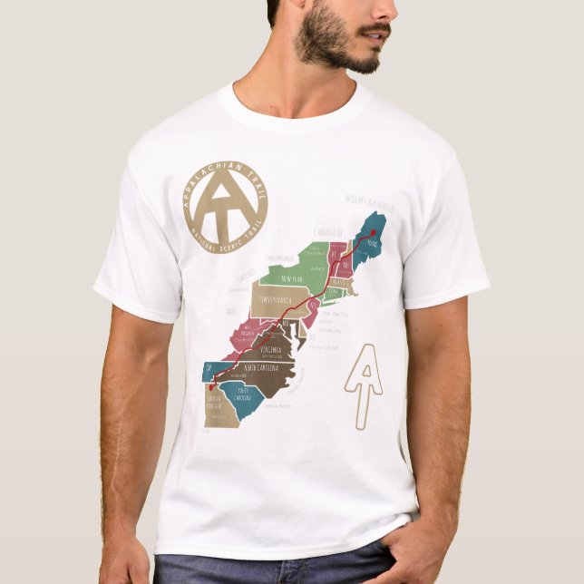 Appalachian Trail Hiking Map  T-Shirt (Front)