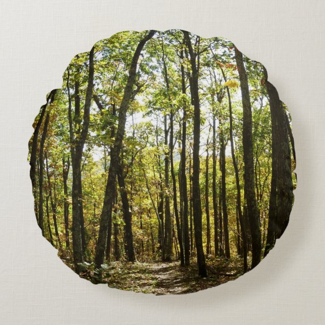 Appalachian Trail in October at Shenandoah Round Pillow (Front)