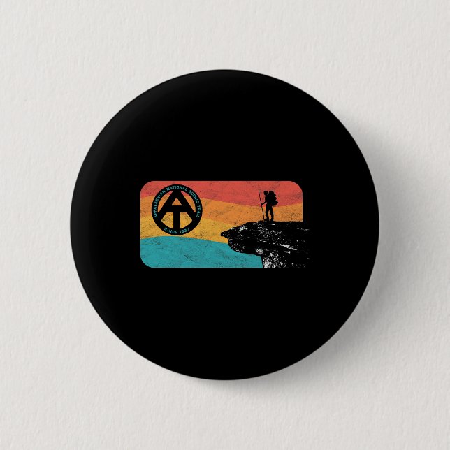 Appalachian Trail Retro Mcafee's Knob Hiking  2 Inch Round Button (Front)