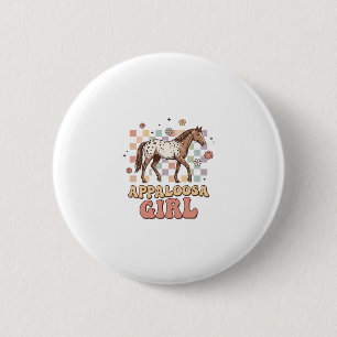 Appaloosa Girl Vintage Horse Western T-Shirt Desig 2 Inch Round Button
