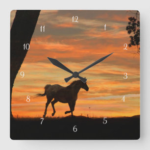 Appaloosa Horse and Oak Tree Square Wall Clock