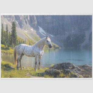Appaloosa Horse by the Lake Scenic Decoupage Tissue Paper