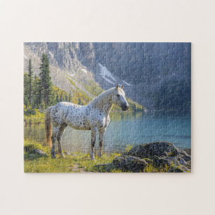 Appaloosa Horse by the Lake Scenic Jigsaw Puzzle