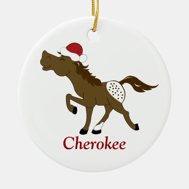 APPALOOSA Horse in Santa Hat Custom Ornament (Front)