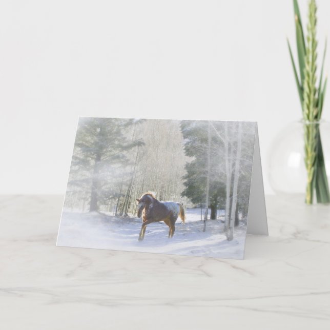 Appaloosa Horse in the snow Holiday Card (Front)