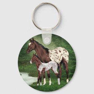 Appaloosa Horse Mare and Foal Keychain