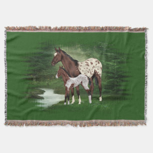 Appaloosa Horse Mare and Foal Throw Blanket