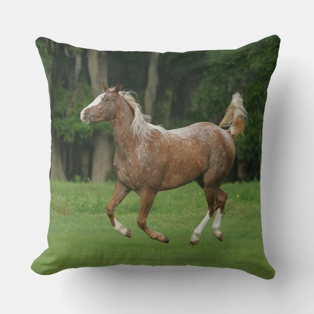 Appaloosa Horse Running Throw Pillow (Front)