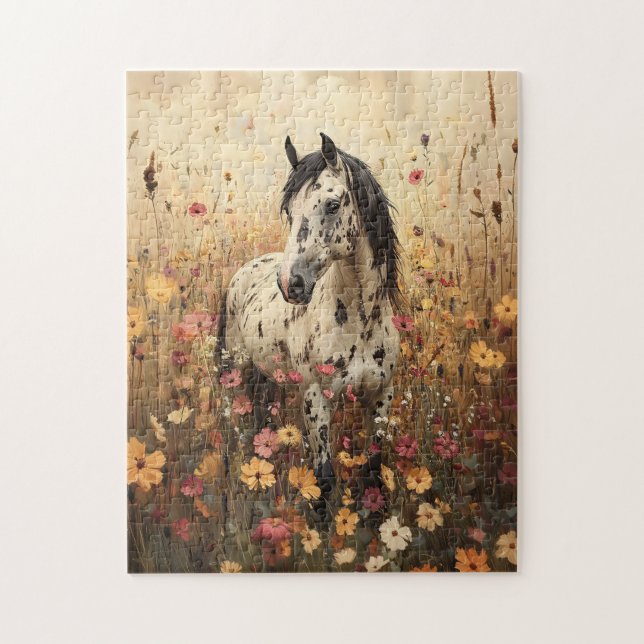 Appaloosa Horse Wildflower Field Jigsaw Puzzle (Vertical)