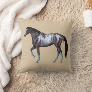 Appaloosa mare   Running Western horse - Throw Pillow