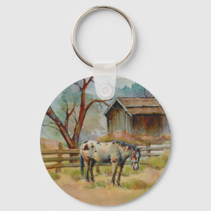 APPALOOSA & OLD BARN by SHARON SHARPE Keychain