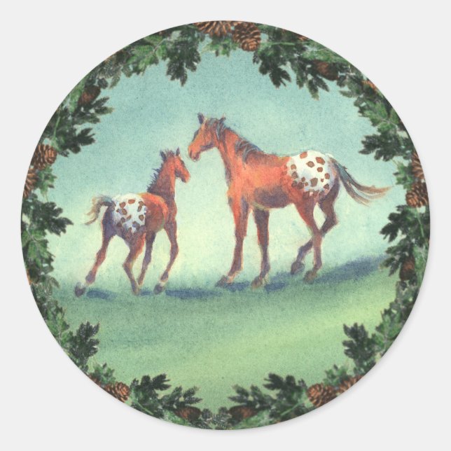 APPALOOSA SPOTS & BOUGHS by SHARON SHARPE Classic Round Sticker (Front)