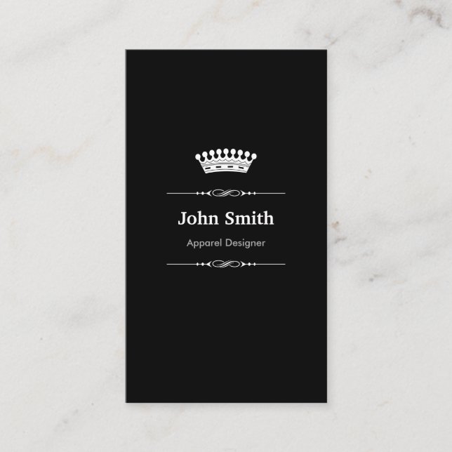 Apparel Designer Elegant Royal Black White Business Card (Front)