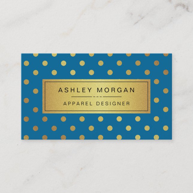 Apparel Designer - Royal Blue Gold Dots Business Card (Front)