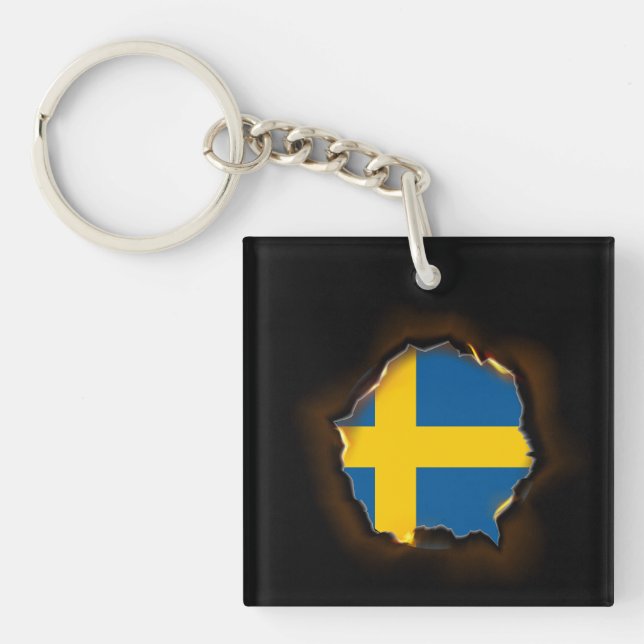 Apparel Sweden Flag Inside Me,Swedish burn marks Keychain (Front)