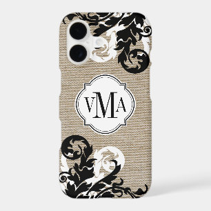 Apparence Burlap Rustique et Monogramme Flourir