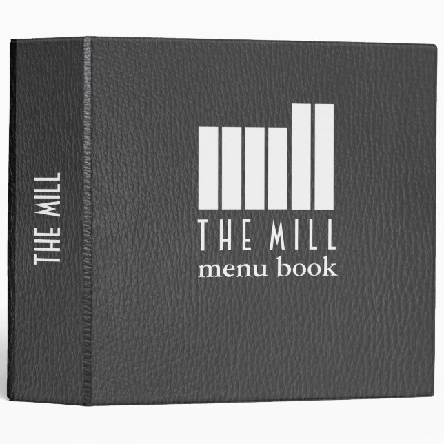 Apparence en cuir noir Customisé Avery Classeur 3 (Devant/Côté)