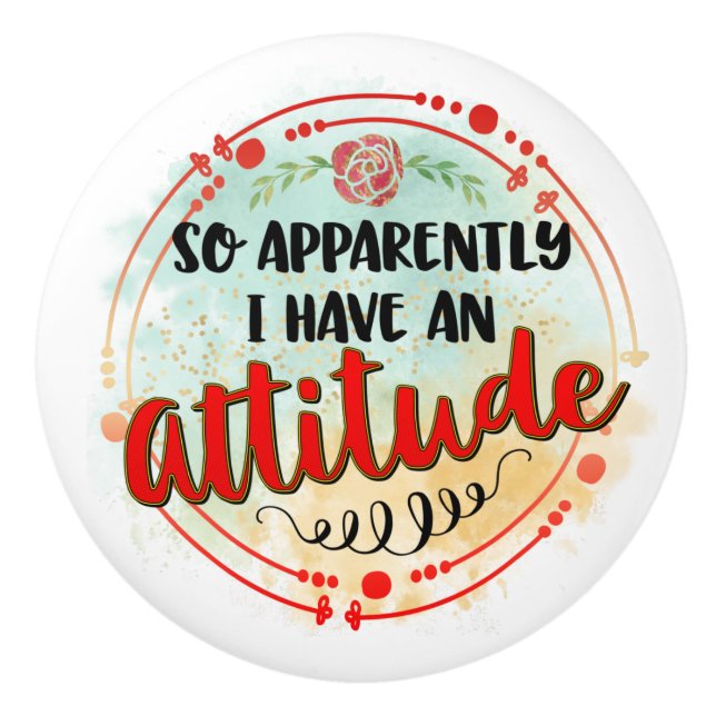 Apparently Attitude Quote Funny Humour Joke Ceramic Knob (Front)