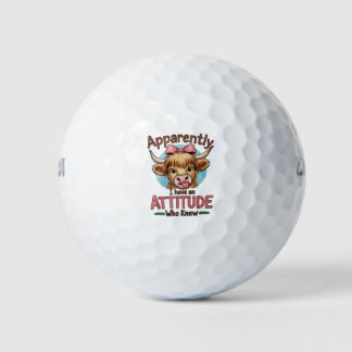 Apparently I Have An Attitude Highland Cow Bow Golf Balls