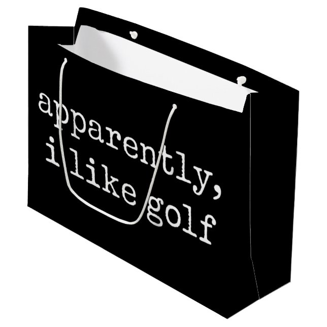 Apparently, I Like Golf Lover Golfing Golfer Large Gift Bag (Front Angled)