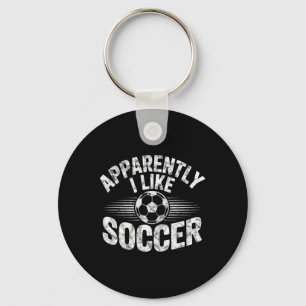 Apparently I Like Soccer Vintage Game Day Mom Dad Keychain