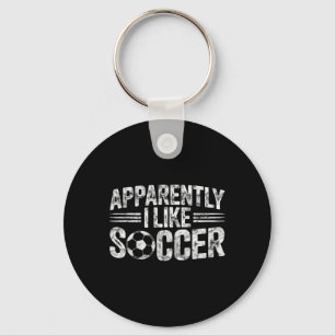 Apparently I Like Soccer Vintage Game Day Mom Dad Keychain