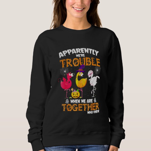 Apparently Were Trouble When We Together Flamingo  Sweatshirt (Front)