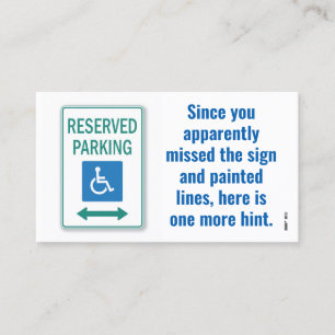 Apparently You Missed the Handicapped Parking Sign Business Card