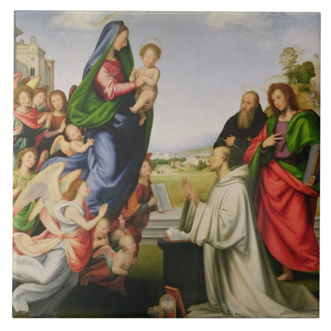 Apparition of the Virgin to St. Bernard, 1504-07 ( Tile (Front)