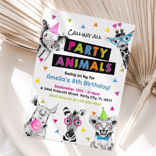 Appel à tous les animaux de fête Invitation d'anni