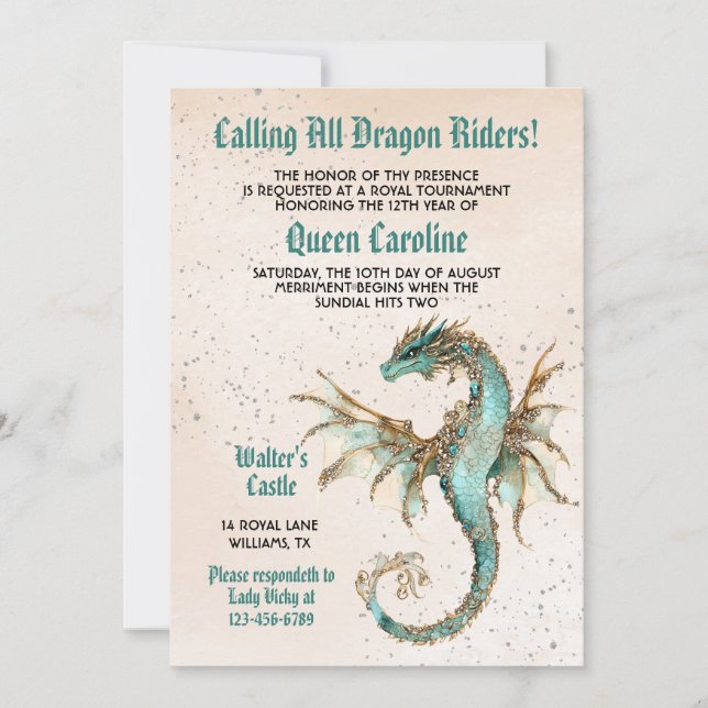 Appel à tous les pilotes Dragon Invitation d'anniv (Devant)