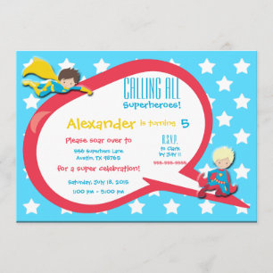 Appel à tous les super-héros Invitation à la fête 