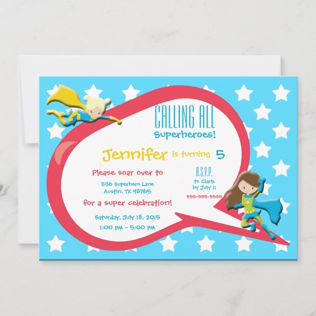Appel à tous les super-héros Invitation de fête d' (Devant)