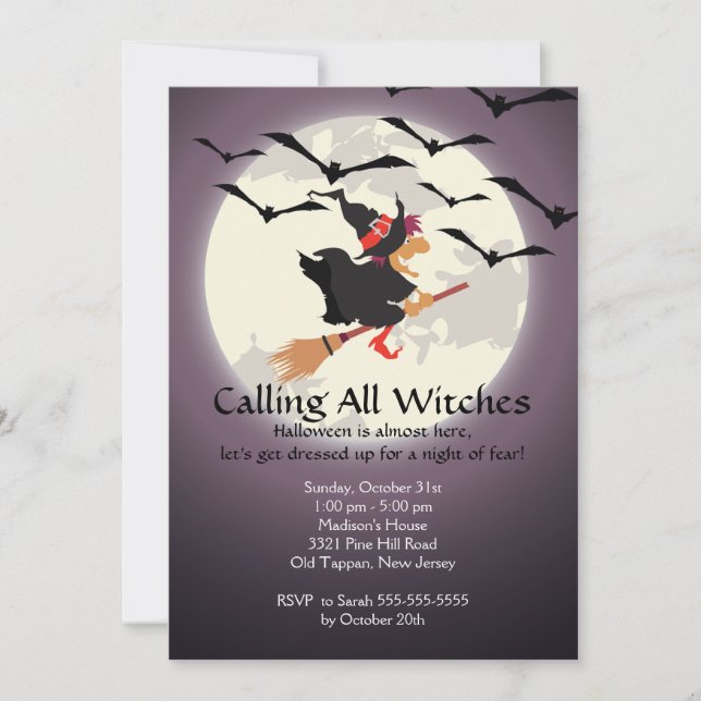 Appel à toutes les sorcières Invitation à Hallowee (Devant)