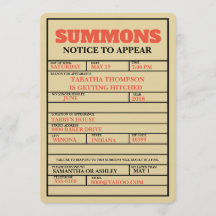 Appel de la cour Bachelorette Invitation