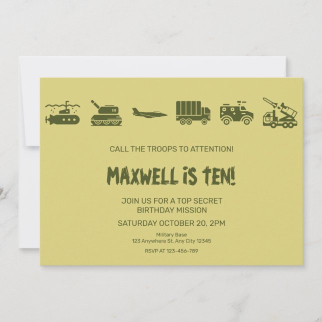 Appeler Les Troupes À L'Attention Invitation D'Ann (Devant)