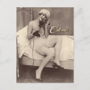 Appelle-moi !  Carte postale risquée d'une fille f