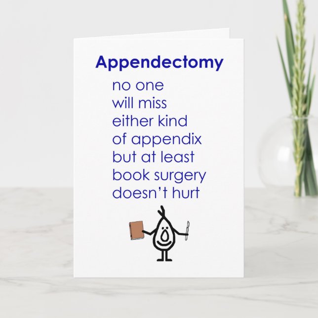 Appendectomy - A Funny Recovery From Surgery Poem Card (Front)