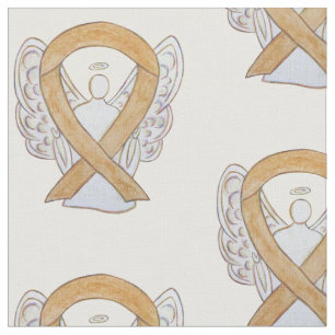 Appendix Cancer Amber Awareness Ribbon Angels Fabric