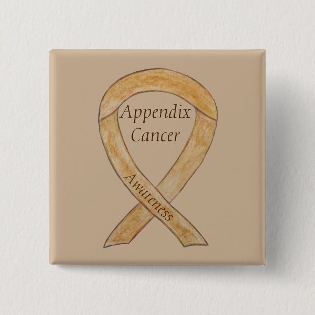 Appendix Cancer Amber Awareness Ribbon Button Pins (Front)