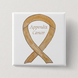 Appendix Cancer Amber Awareness Ribbon Button Pins